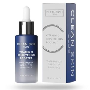 Clean Skin Club Vitamin C Serum & Brightening Booster, Vitamins A, E, D & K, Anti Aging Collagen Clear Facial Care, Glow, Scars, Sun Damage, Age